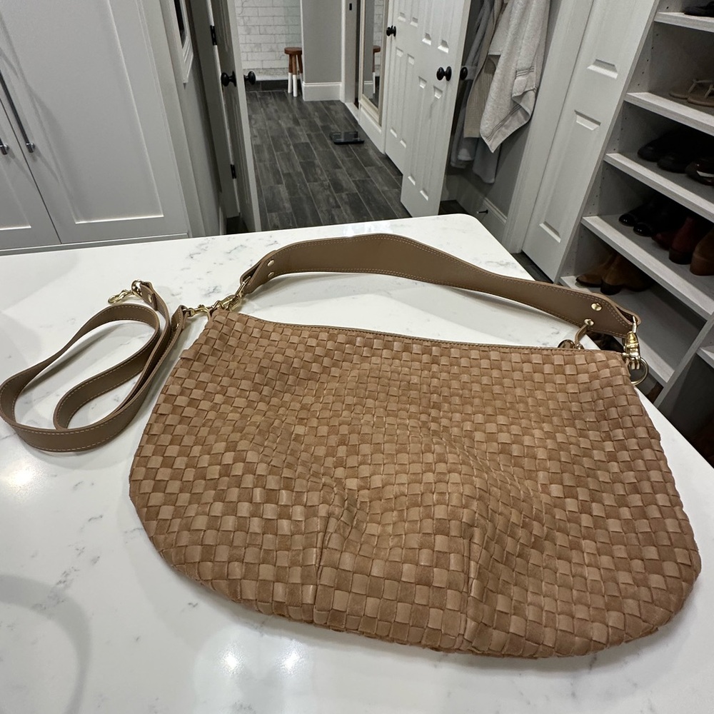 Woven Tan Shoulder Bag